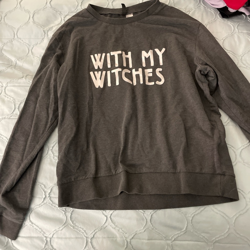 Casual Dark Gray Sweatshirt with White Text